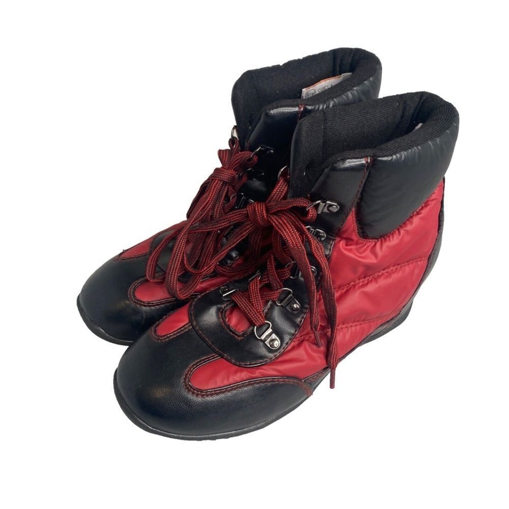 Sporto Sheila 8.5 Quilted Maroon Red Black Water Repellant Lace Up Ankle Boots - Picture 3 of 16
